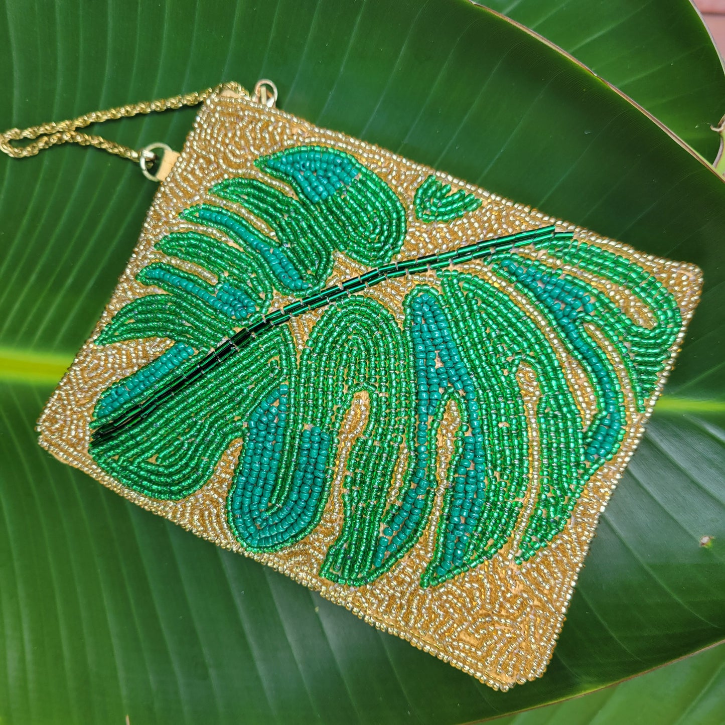 Monsterra Leaf Mini Wristlet
