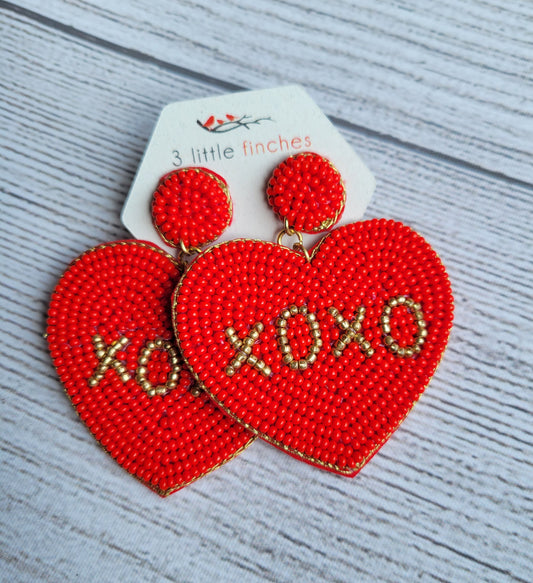 XOXO Red Heart Earrings